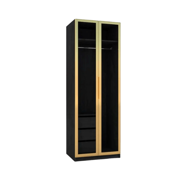 ตู้เสื้อผ้าบานเปิด 2 ประตู WISDOM DESIGN FURNITURE รุ่น GC-801B 80 ซม. สีแอชเกรย์/โกลด์_0