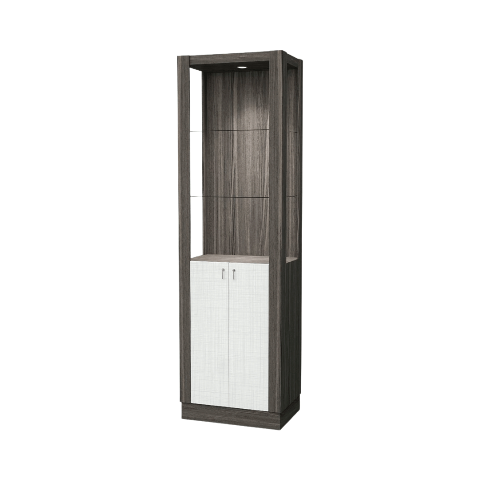 ตู้โชว์กระจก WISDOM DESIGN FURNITURE รุ่น CB-001 60 ซม. สีไลท์เวงเก้/แฟบริค
