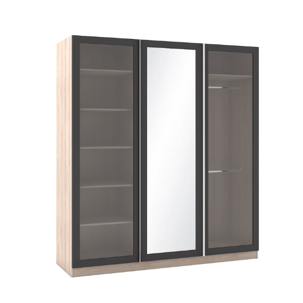 ตู้เสื้อผ้า 3 บานเปิด WISDOM DESIGN FURNITURE รุ่น WR-185 180 ซม. สีโซลิค/กราไฟท์