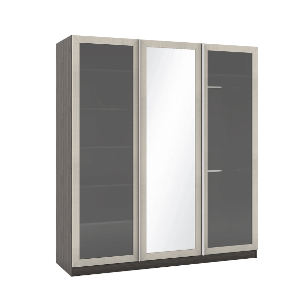 ตู้เสื้อผ้า 3 บานเปิด WISDOM DESIGN FURNITURE รุ่น WR-185 180 ซม. สีไลท์เวงเก้/แฟบริค