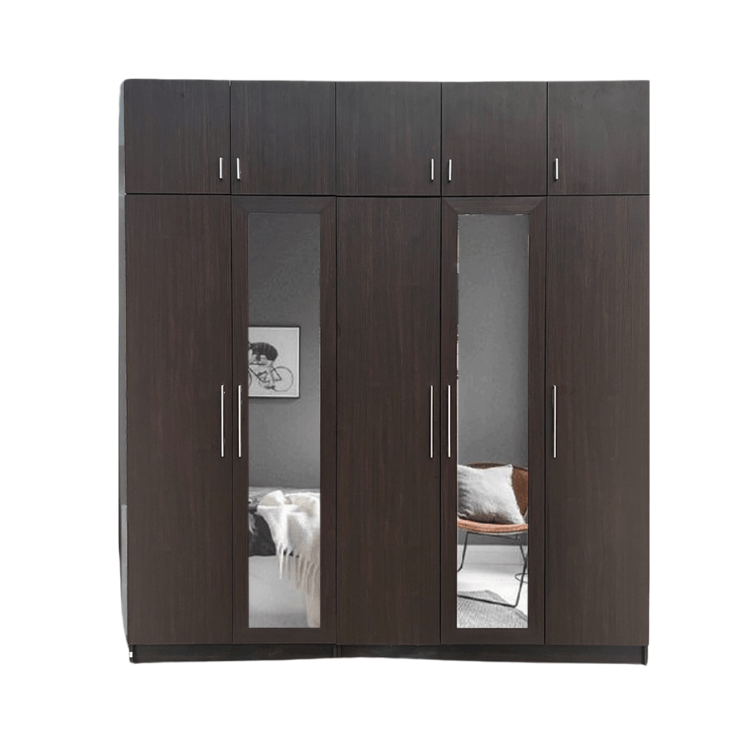 ตู้เสื้อผ้า 5 บานเปิด WISDOM DESIGN FURNITURE 225 ซม. สีโอ๊ค