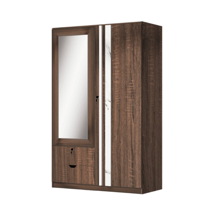 ตู้เสื้อผ้า 2 บานเปิด WISDOM DESIGN FURNITURE รุ่น W1219M 120 ซม. สีวอลนัท/หินอ่อน