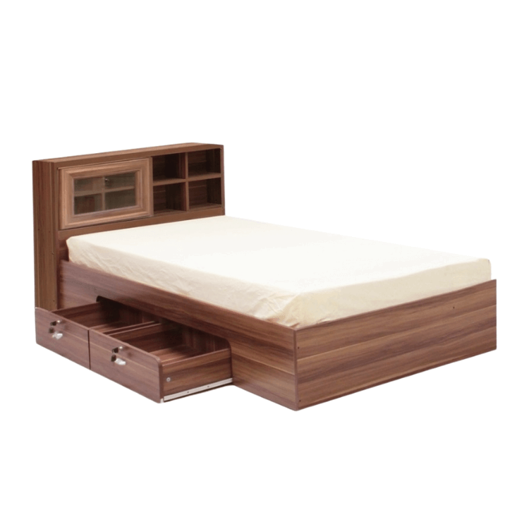 เตียง + ที่นอนสปริง 3.5 ฟุต WISDOM DESIGN FURNITURE รุ่น DESIGN-D สีวอลนัท