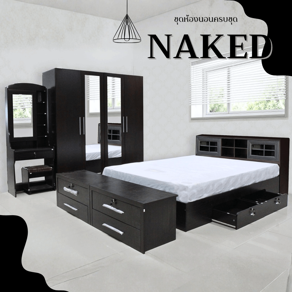 ชุดห้องนอน 6 ฟุต WISDOM DESIGN FURNITURE รุ่น NAKED1 สี โอ๊ค_1