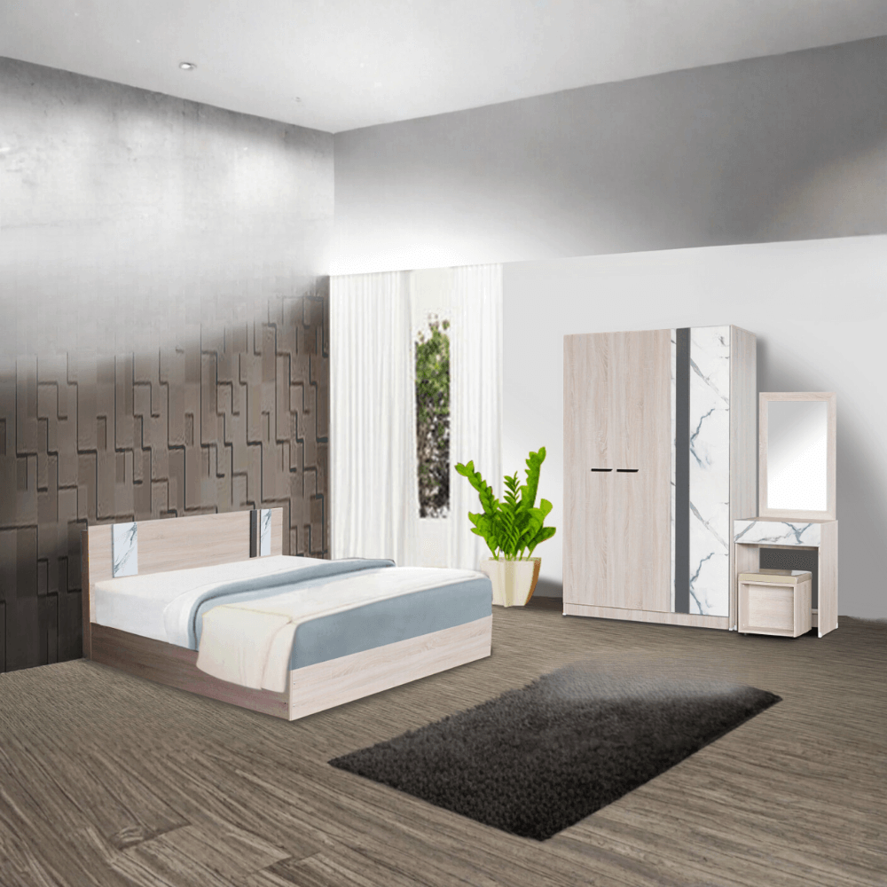 ชุดห้องนอน 6 ฟุต WISDOM DESIGN FURNITURE รุ่น GLORY สี โซลิค/หินอ่อน_1