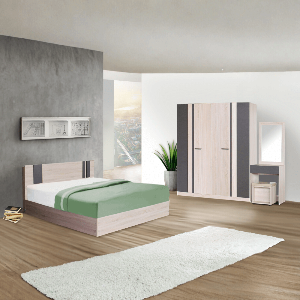 ชุดห้องนอน 5 ฟุต WISDOM DESIGN FURNITURE รุ่น GLORY PLUS สี โซลิค/กราไฟท์_1