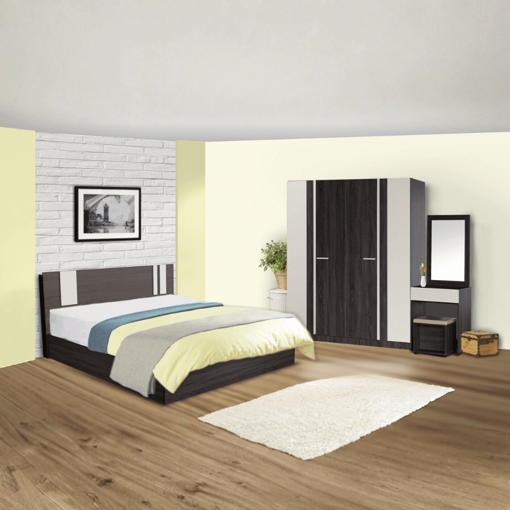 ชุดห้องนอน 6 ฟุต WISDOM DESIGN FURNITURE รุ่น GLORY PLUS สี แอชบราวน์/เบจ_1