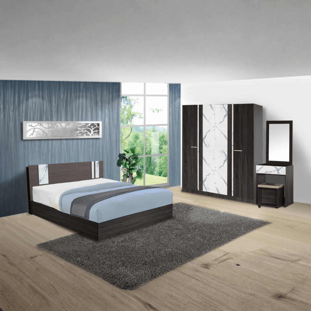 ชุดห้องนอน 6 ฟุต WISDOM DESIGN FURNITURE รุ่น GLORY PLUS สี แอชบราน์/หินอ่อน_1
