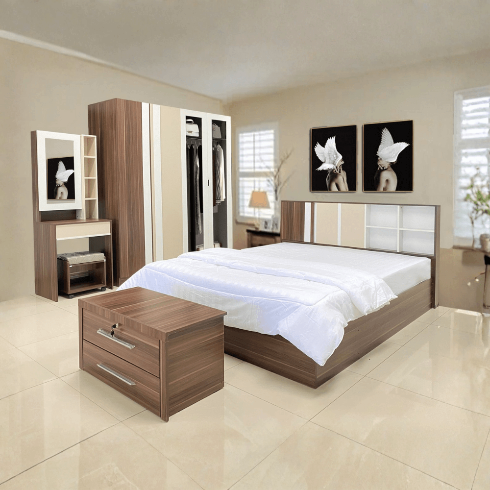 ชุดห้องนอน 5 ฟุต WISDOM DESIGN FURNITURE รุ่น CITY PLUS วอลนัท_1
