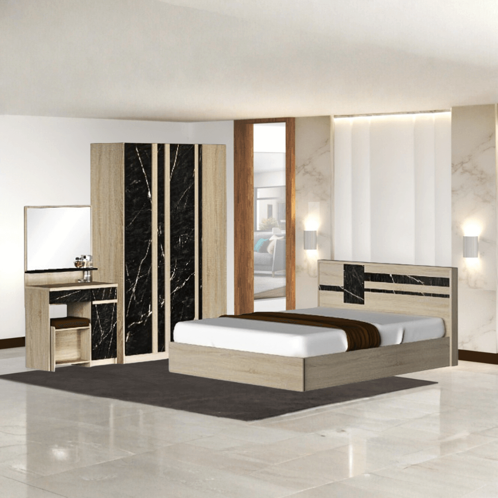 ชุดห้องนอน + ที่นอน PVC 6 ฟุต WISDOM DESIGN FURNITURE รุ่น GALAXY สี โซลิค/หิน_1
