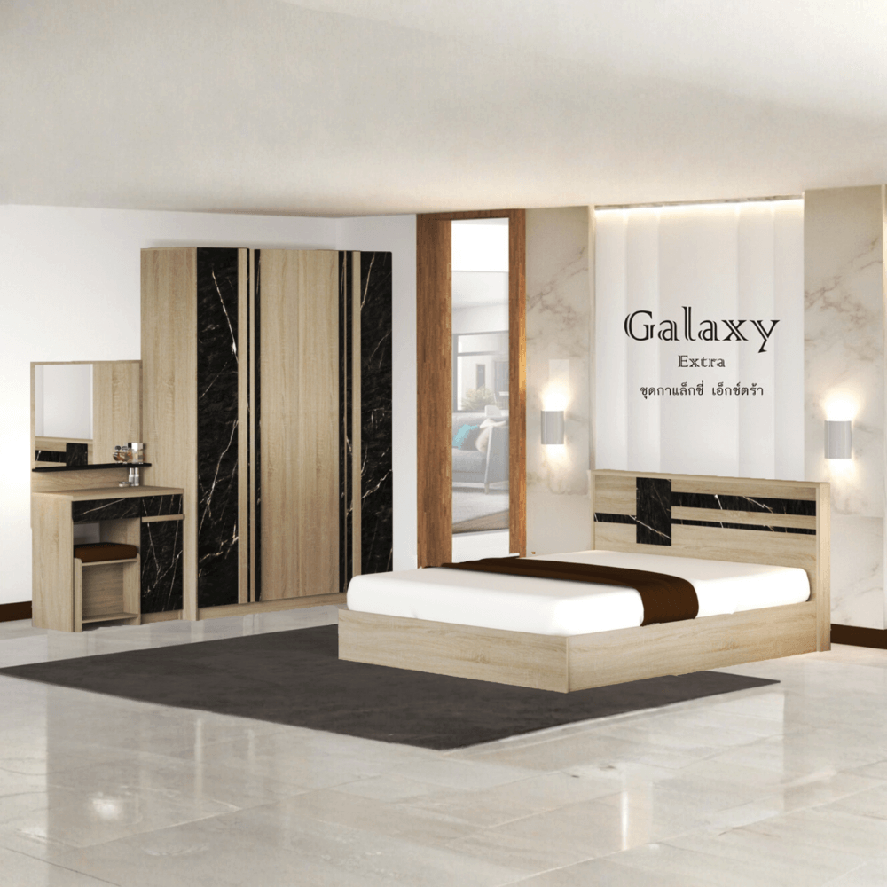 ชุดห้องนอน + ที่นอน PVC 5 ฟุต WISDOM DESIGN FURNITURE รุ่น GALAXY EXTRA สี โซลิค/หิน_1