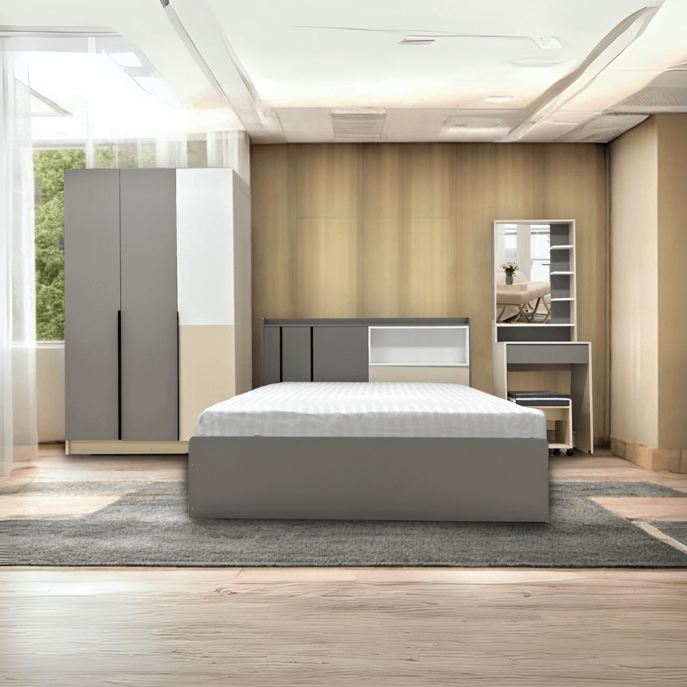 ชุดห้องนอน 5 ฟุต WISDOM DESIGN FURNITURE รุ่น TRENDY สีเบจ/เทา_1