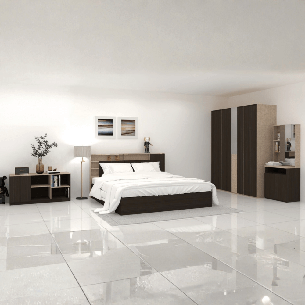 ชุดห้องนอน + ที่นอน PVC 6 ฟุต WISDOM DESIGN FURNITURE รุ่น LOTTO สีโอ๊ค_1