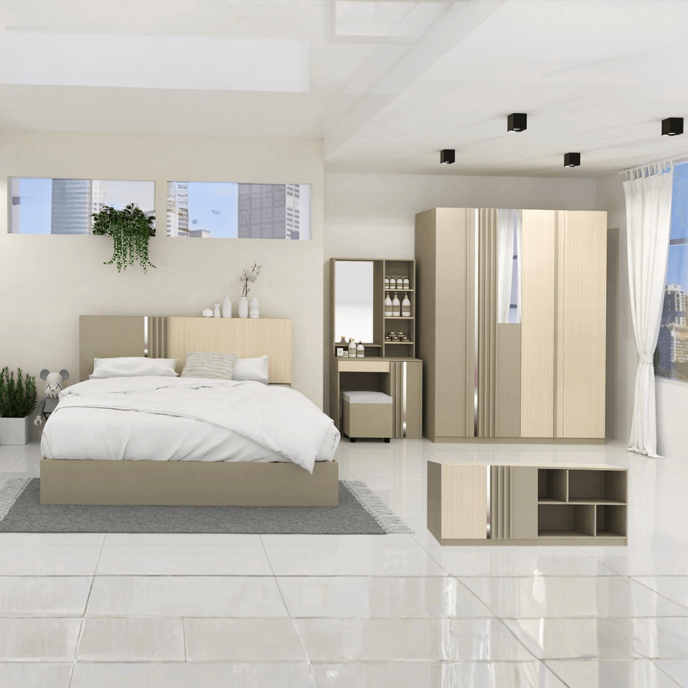 ชุดห้องนอน + ที่นอน PVC 6 ฟุต WISDOM DESIGN FURNITURE รุ่น MARTIN สีโซลิค_1