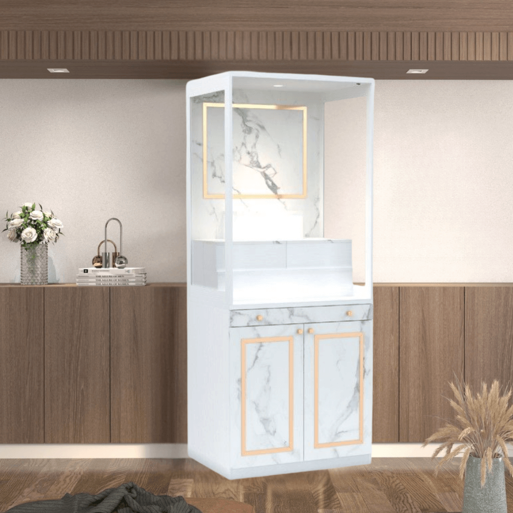 ตู้พระ WISDOM DESIGN FURNITURE รุ่น GO-03B ขนาด 80 ซม. สีขาว/มาร์เบิ้ล