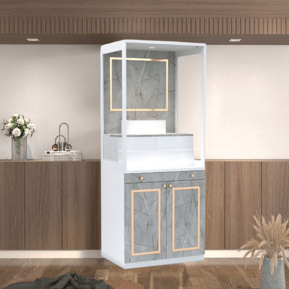 ตู้พระ WISDOM DESIGN FURNITURE รุ่น GO-03B ขนาด 80 ซม. สีขาว/ไลท์มาร์เบิ้ล