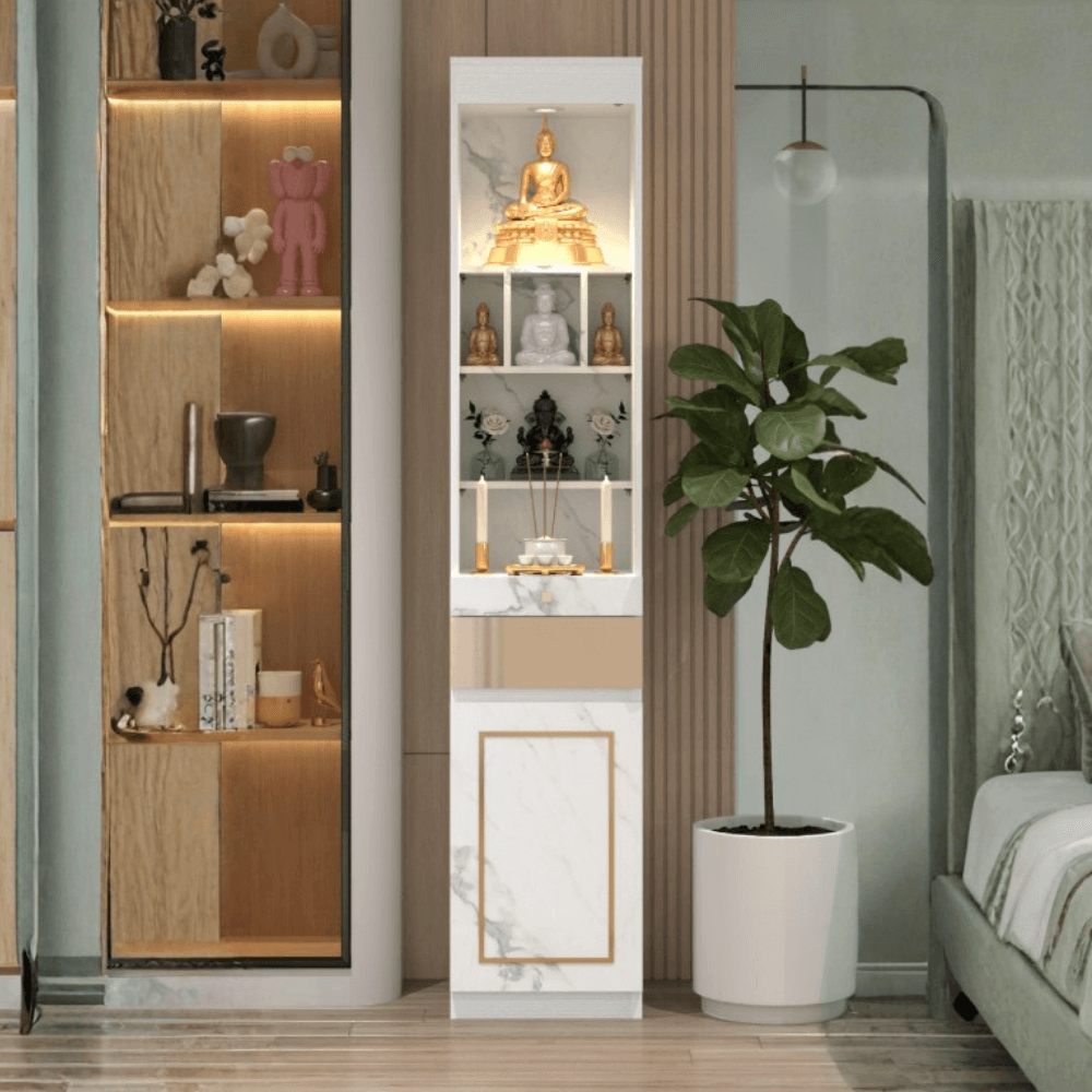 ตู้พระ WISDOM DESIGN FURNITURE รุ่น GO-05 ขนาด 40 ซม. สีขาว/มาร์เบิ้ล/โกลด์