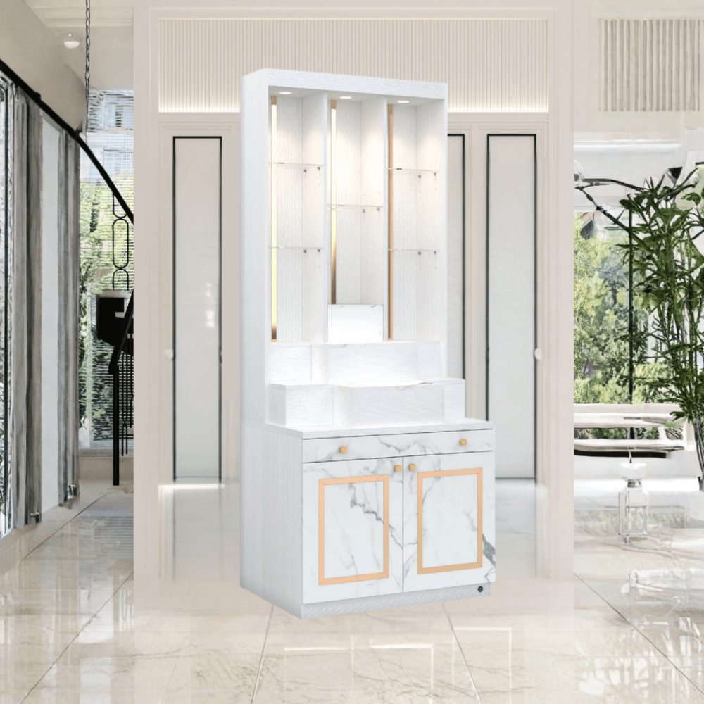ตู้พระ WISDOM DESIGN FURNITURE รุ่น GO-06 ขนาด 80 ซม. สีขาว/มาร์เบิ้ล/โกลด์