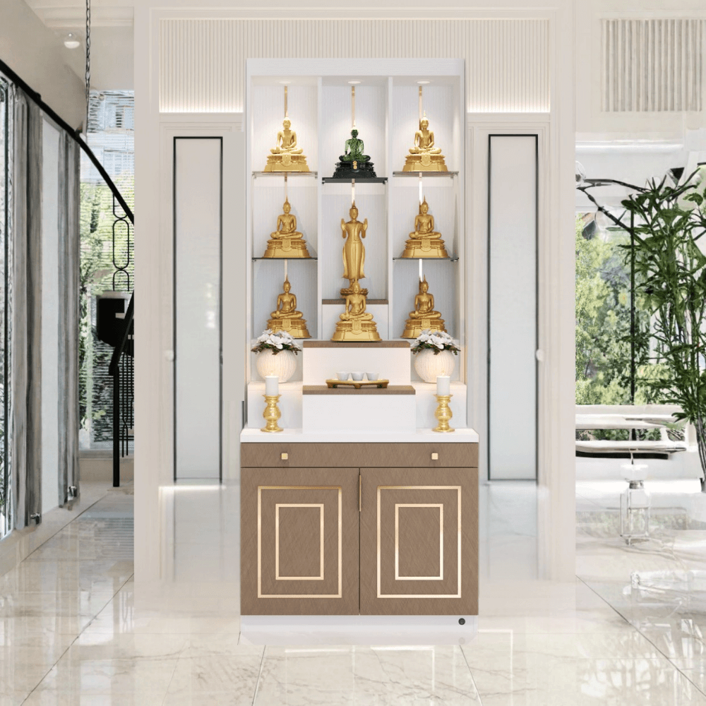 ตู้พระ WISDOM DESIGN FURNITURE รุ่น GO-06 ขนาด 80 ซม. สีขาว/ฟอสซิลค์/โกลด์