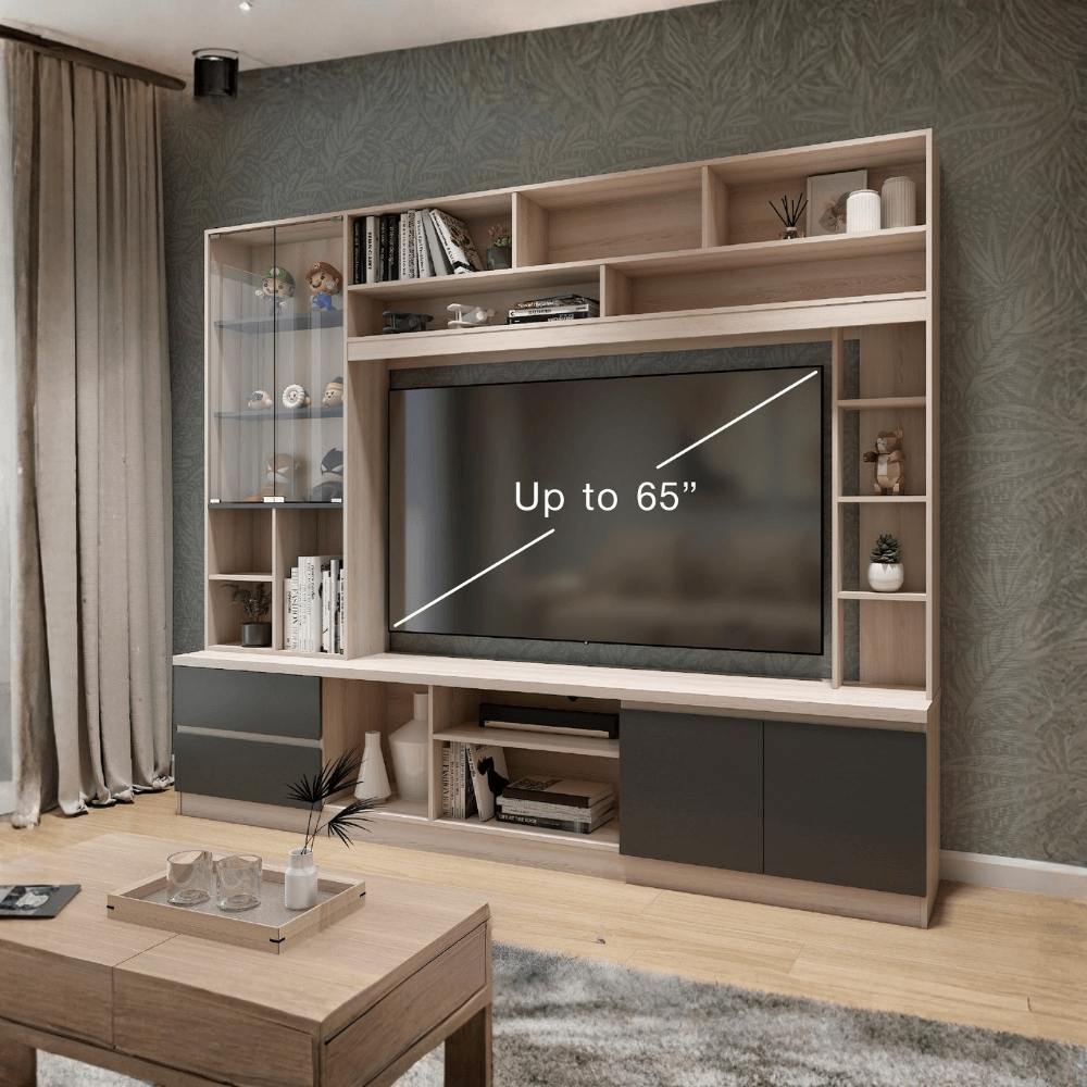 ตู้วางทีวี WISDOM DESIGN FURNITURE รุ่น HT-243B 240 ซม. สีโซลิค/กราไฟท์