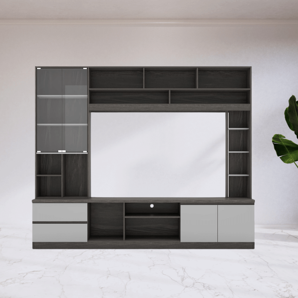 ตู้วางทีวี WISDOM DESIGN FURNITURE รุ่น HT-243B 240 ซม. สีไลท์เวงเก้/เทา