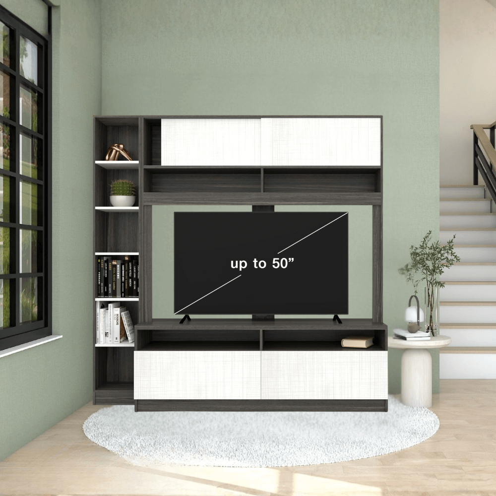 ตู้วางทีวี WISDOM DESIGN FURNITURE รุ่น HT-1501 150 ซม. สีไลท์เวงเก้/แฟบริค