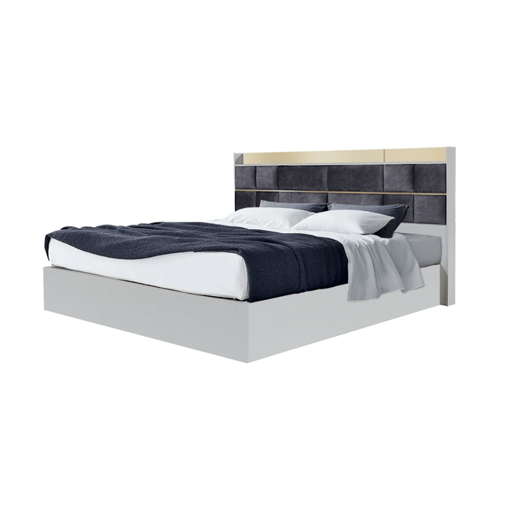 ชุดห้องนอน + ที่นอน PVC 6 ฟุต WISDOM DESIGN FURNITURE รุ่น BRAELYN 5 (กระจก) สียีนส์/กราไฟท์