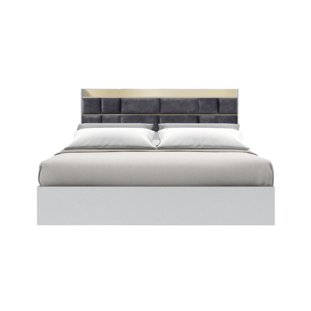 ชุดห้องนอน + ที่นอน PVC 6 ฟุต WISDOM DESIGN FURNITURE รุ่น BRAELYN 5 (กระจก) สีไลท์ยีนส์/ขาว