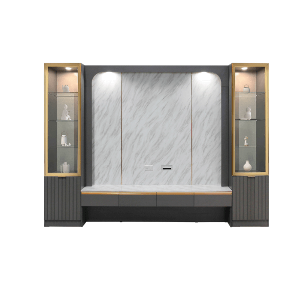 ตู้วางทีวี WISDOM DESIGN FURNITURE รุ่น LANA 300 ซม. สียีนส์กราไฟท์/ไวท์มาร์เบิ้ล