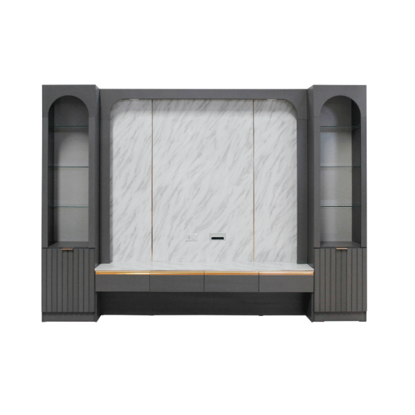 ตู้วางทีวี WISDOM DESIGN FURNITURE รุ่น NORA 300 ซม. สียีนส์กราไฟท์/ไวท์มาร์เบิ้ล