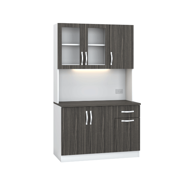 ครัวไม้สำเร็จ ตู้ตั้งพื้นท็อปเรียบ WISDOM DESIGN FURNITURE KT-121A 120 ซม. สีขาว/ไลท์เวงเก้