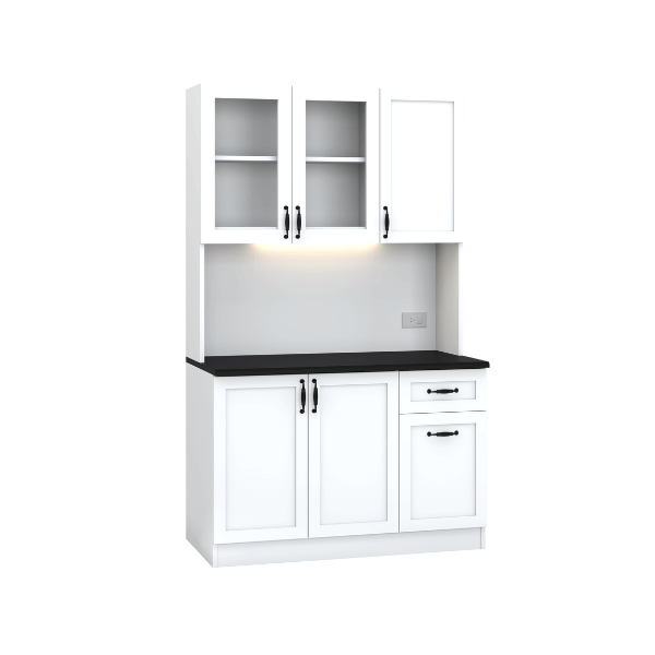 ครัวไม้สำเร็จ ตู้ตั้งพื้นท็อปเรียบ WISDOM DESIGN FURNITURE KT-121B 120 ซม. สีขาว/ดำ