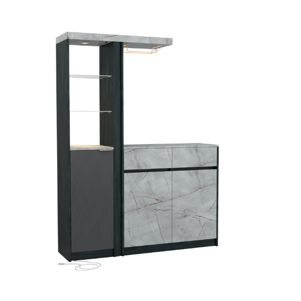 เคาน์เตอร์บาร์ WISDOM DESIGN FURNITURE GI-1 150 ซม. สีแอชเกรย์/ไลท์มาร์เบิ้ล_1