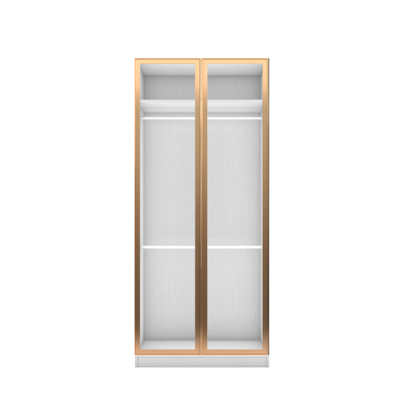 ตู้เสื้อผ้าบานเปิด 2 ประตู WISDOM DESIGN FURNITURE รุ่น GC-1001B 100 ซม. สีขาว/โกลด์_1
