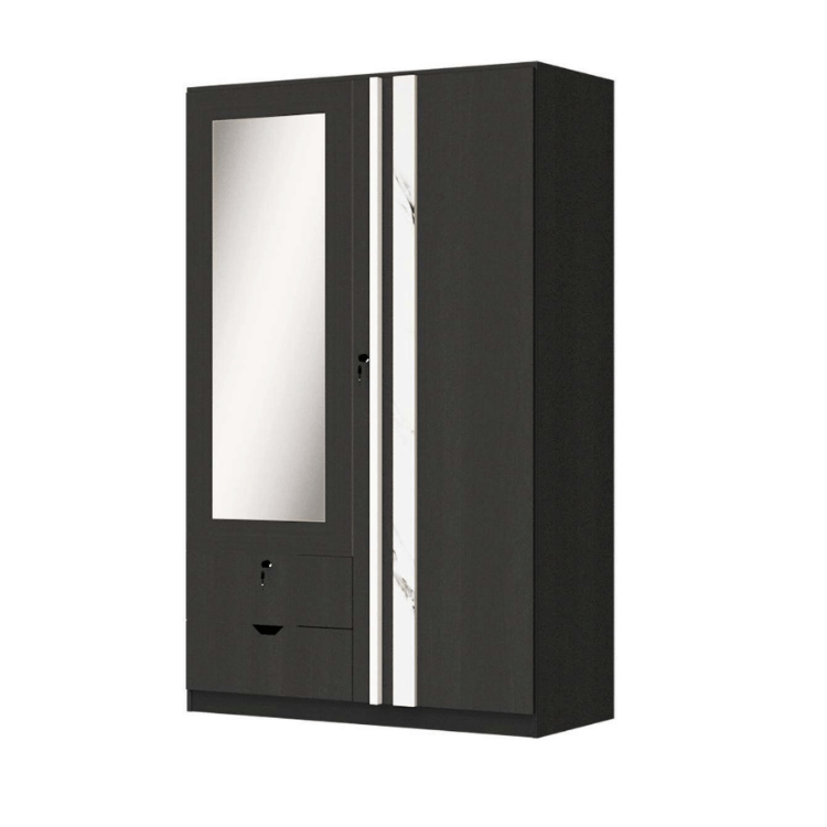 ตู้เสื้อผ้า 2 บานเปิด WISDOM DESIGN FURNITURE รุ่น W1219M 120 ซม. สีโอ๊ค/หินอ่อน