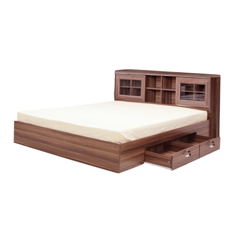เตียง + ที่นอน PVC 5 ฟุต WISDOM DESIGN FURNITURE รุ่น DESIGN-D สีวอลนัท
