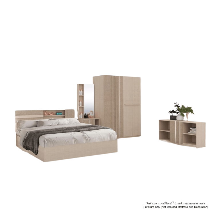 ชุดห้องนอน 6 ฟุต WISDOM DESIGN FURNITURE รุ่น LUCIFER สีมาชเมลโล่/คาปูชิโน่_1
