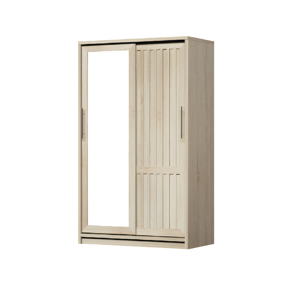 ตู้เสื้อผ้าบานเลื่อนกระจกเงา WISDOM DESIGN FURNITURE รุ่น W12SLM 120 ซม. สีโซลิค
