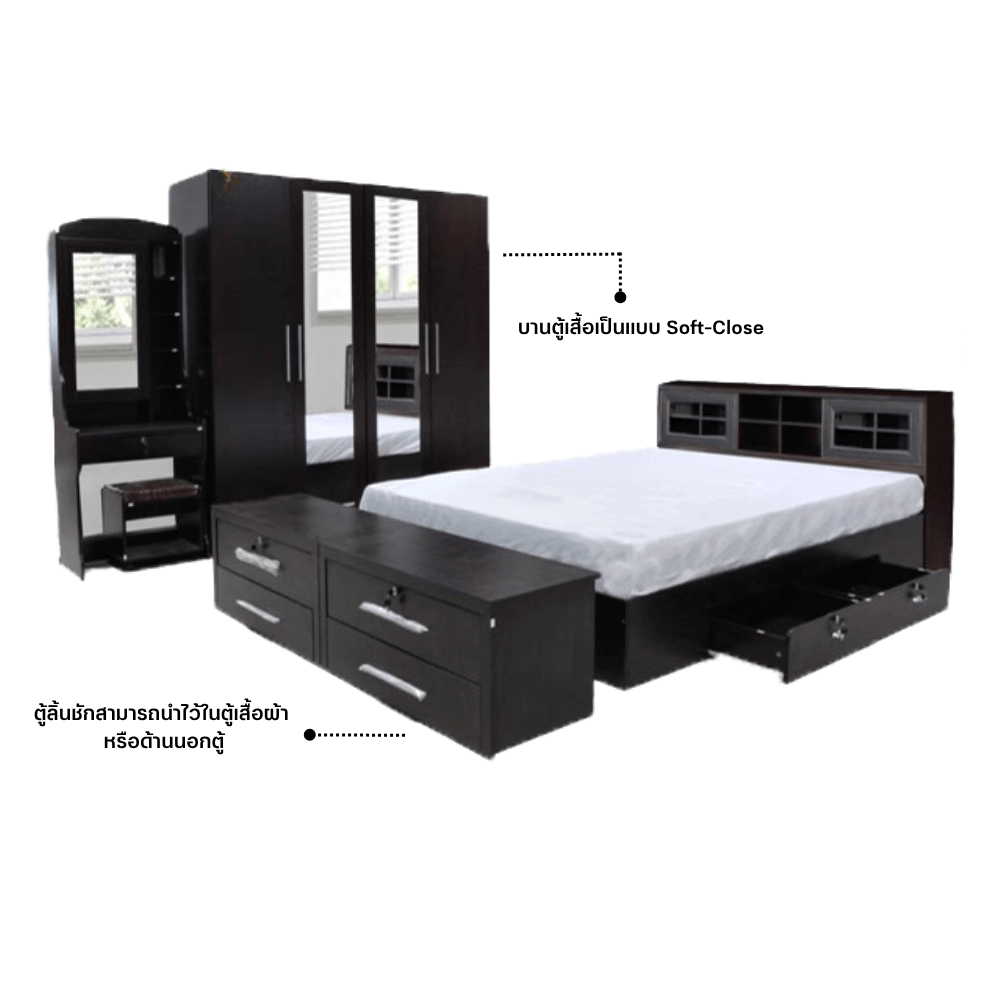 ชุดห้องนอน 6 ฟุต WISDOM DESIGN FURNITURE รุ่น NAKED1 สี โอ๊ค_2