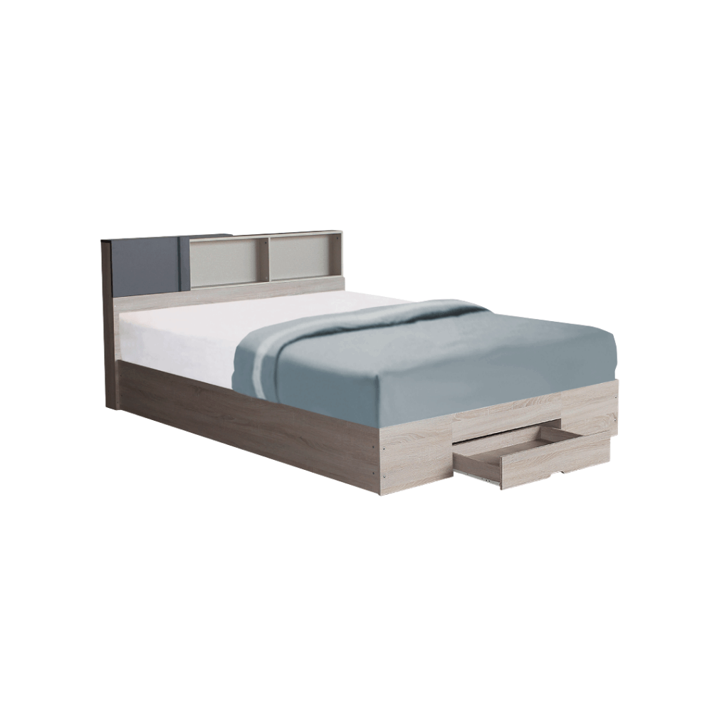 ชุดห้องนอน + ที่นอนสปริง 6 ฟุต WISDOM DESIGN FURNITURE รุ่น AVA สี โซลิค ลิ้นชักท้ายเตียง_2