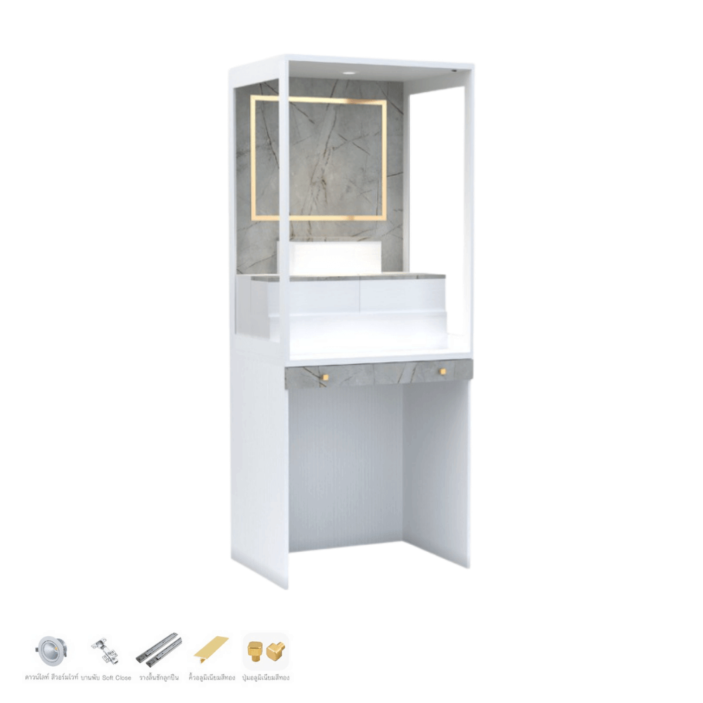 ตู้พระ WISDOM DESIGN FURNITURE รุ่น GO-03A ขนาด 80 ซม. สีขาว/ไลท์มาร์เบิ้ล