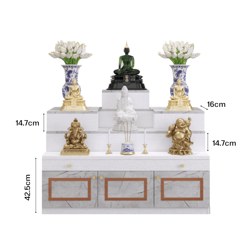 โต๊ะหมู่บูชา WISDOM DESIGN FURNITURE รุ่น GO-04 ขนาด 120 ซม. สีขาว/ไลท์มาร์เบิ้ล