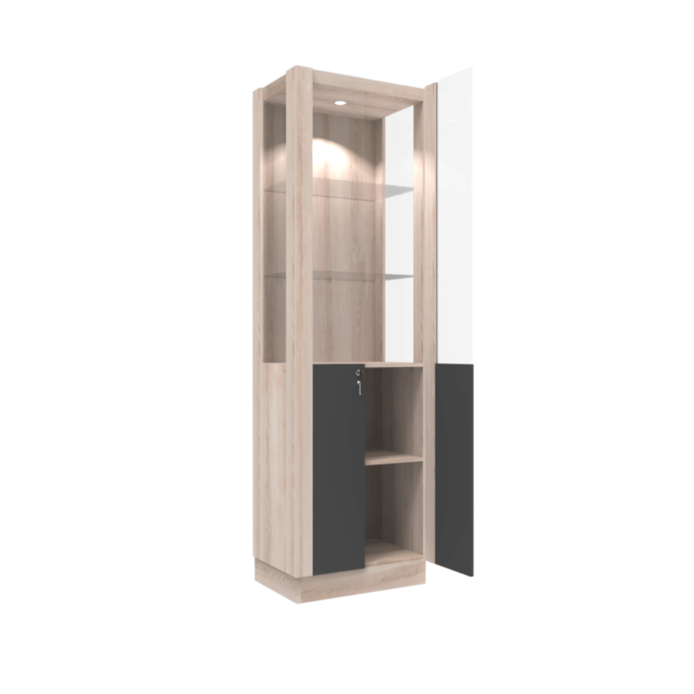 ตู้โชว์กระจก WISDOM DESIGN FURNITURE รุ่น CB-001 60 ซม. สีโซลิค/กราไฟท์