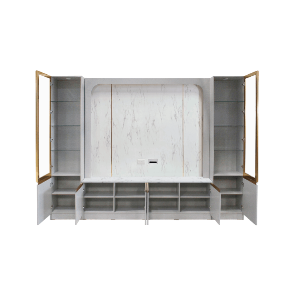ตู้วางทีวี WISDOM DESIGN FURNITURE รุ่น ORIANNA 300 ซม. สีไลท์ยีนส์/ไวท์มาร์เบิ้ล