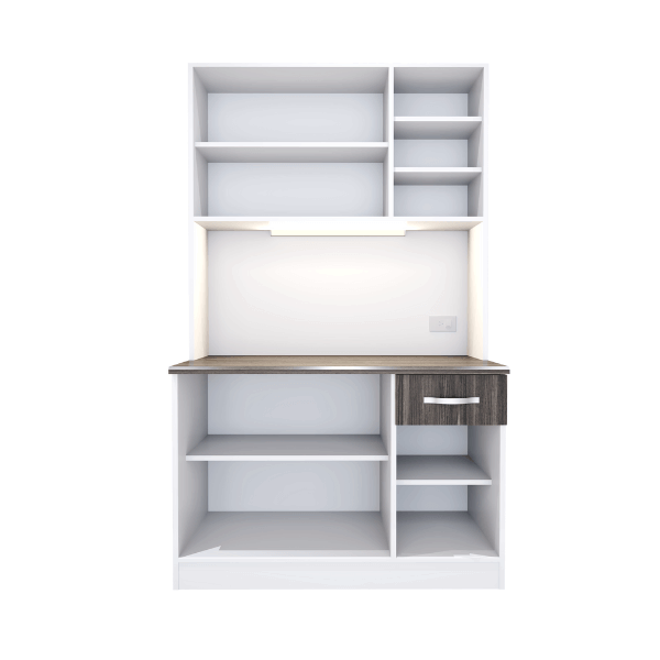ครัวไม้สำเร็จ ตู้ตั้งพื้นท็อปเรียบ WISDOM DESIGN FURNITURE KT-121A 120 ซม. สีขาว/โซลิค