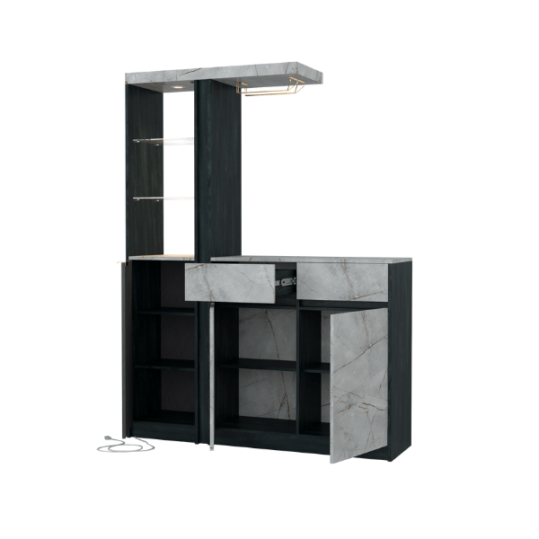 เคาน์เตอร์บาร์ WISDOM DESIGN FURNITURE GI-1 150 ซม. สีแอชเกรย์/ไลท์มาร์เบิ้ล_2