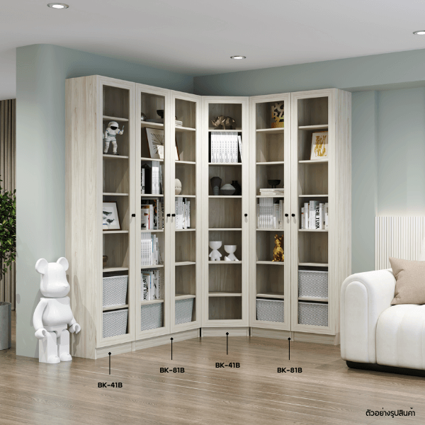 ตู้หนังสือ WISDOM DESIGN FURNITURE รุ่น BK-81B 80 ซม. สีไวท์โอ๊ค_2
