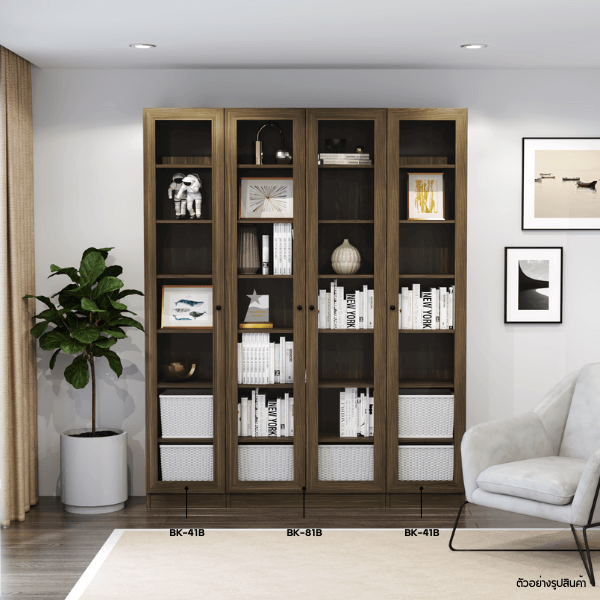 ตู้หนังสือ WISDOM DESIGN FURNITURE รุ่น BK-81B 80 ซม. สีมอคค่า_2