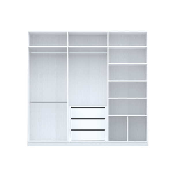 ตู้เสื้อผ้า 6 บานเปิด WISDOM DESIGN FURNITURE รุ่น GC-2401B 240 ซม. สีขาว/ซอฟท์มาร์เบิ้ล