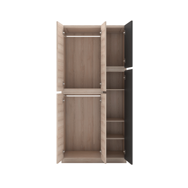 ตู้เสื้อผ้า 3 บานเปิด WISDOM DESIGN FURNITURE รุ่น WR-912 90 ซม. สีโซลิค/กราไฟท์